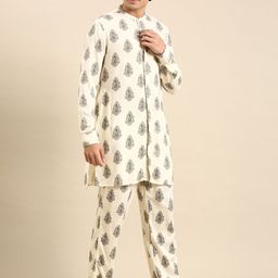 Sangria Printed Regular Kurta with Trousers image 4