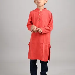 TALES & STORIES Boys Red Solid Kurta-24