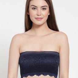 PrettyCat Blue Solid Non-Wired Lightly Padded Bandeau Bra-image-11