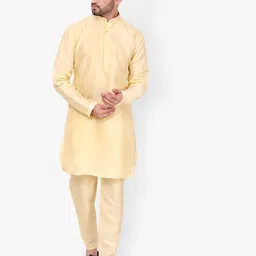 Pro-Ethic STYLE DEVELOPER Men Yellow Kurta with Pyjamas image 2