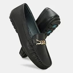 Egoss Women Buckle Detailed Lightweight Leather Loafers-image-35