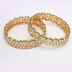 Anouk Set Of 2 Gold Plated Kundan Studded Bangles image 4