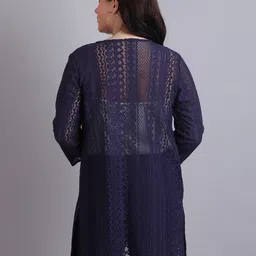 Dressitude Self Design Open Front Longline Cotton Shrug image 4
