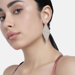 LAIDA Gold-Plated AD-Studded Contemporary Drop Earrings-2