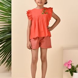 The Tribe Kids Girls Round Neck Short Sleeve Casual Top-image-80
