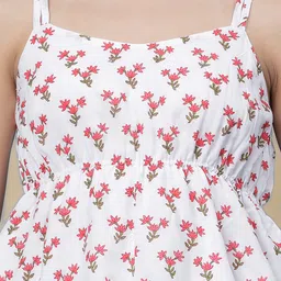 SPARROW Floral Printed Layered Block Print Peplum Top image 3