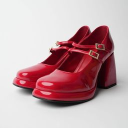 Theater Apparel Buckle Detailed Platform Heeled Pumps-17