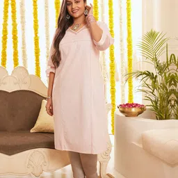 AURELIA V-Neck Gotta Patti Cotton Straight Kurta-image-8