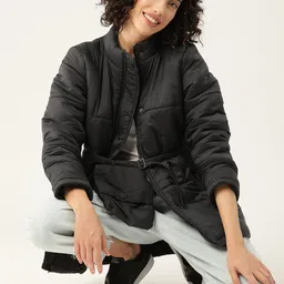 Mast & Harbour Waist Tie-Up Detail Padded Jacket-26