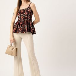 FERANOID Abstract Print Pure Cotton Peplum Top image 2