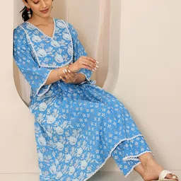 Libas Floral Printed A-Line Kurta With Trouser image 3