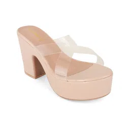 DressBerry Embellished Block Mules with Laser Cuts image 3