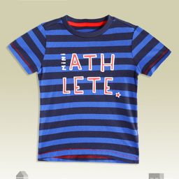mothercare Boys Blue & Black Pure Cotton Striped T-shirt-image-99