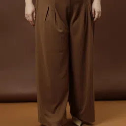 Athena Ample Women Classic Loose Fit Easy Wash Trousers-image-51