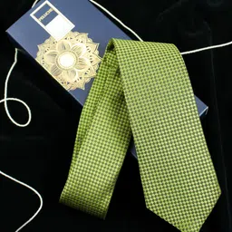 PELUCHE Men Green Checked Broad Tie-image-77