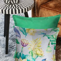 HOUZZCODE Green Set of 2 Floral Square Cushion Covers-36