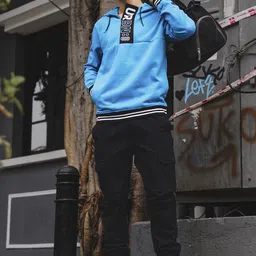 The Indian Garage Co Men Blue Printed Hooded Sweatshirt-image-42