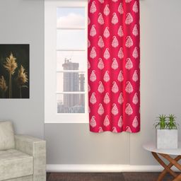 Aura Pink & White Floral Room Darkening Window Curtain-17