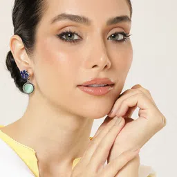 AITIHYA Floral Contemporary Stone Studded Drop Earrings-8