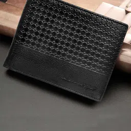 Allen Cooper Men Black Textured Leather Two Fold Wallet-18