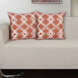Ode & Cleo Rust-Colored Embroidered Square Cushion Cover-48