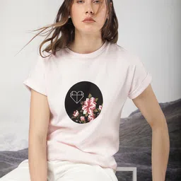 RAREISM Floral Printed Slim Fit Casual Cotton T-shirt-image-68