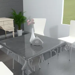 TANLOOMS Transparent Waterproof 6-Seater Table Cover-12