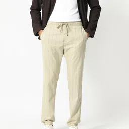 RARE RABBIT Men Striped Mid Rise Slim Fit Trousers-image-36