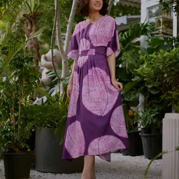 W Purple & Pink Abstract Printed Kaftan Kurta-picture-5