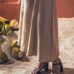 Saint G Embellished Open Toe Leather Block Heels-37