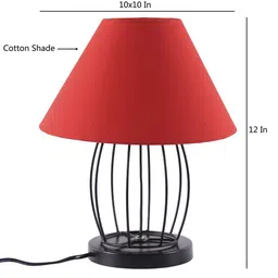 Devansh Red Solid Contemporary Dholak Table Lamp image 4