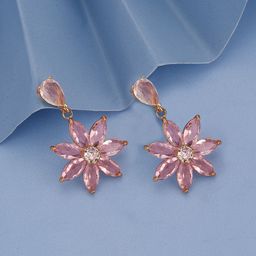 Carlton London Gold-Plated Floral Crystal Drop Earrings-42