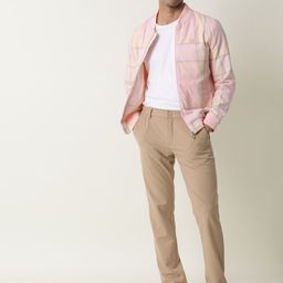 RARE RABBIT Men Chopper Slim Fit Pink Geometric Striped Jacket-image-17