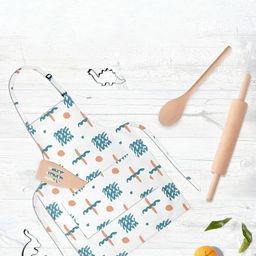 ArtzFolio Ink Elements White & Blue Printed Cotton Apron-image-1