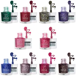 FORFOR Set Of 10 High Shine Glitter Nail Polish - 5ml Each-4