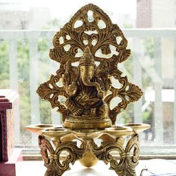 eCraftIndia Brown Panchdeep Decorative Diya Showpiece-image-25