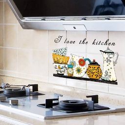 Jaamso Royals Yellow & Black Cooktop Kitchen Tile Printed Self-Adhesive Wall Sticker-58