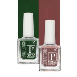 PERPAA Colorich Set Of 2 French Formula Nail Polish-10ml Each-Army Green 14-Coco Brown 16-57