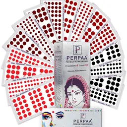 PERPAA Premium Kumkum Set Of 2 Round Stick On Bindi Book - Red03 - Black04 - Dark Maroon05 - Light Maroon06-20