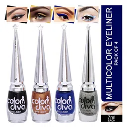 Adbeni Set Of 4 Shimmer Liquid Eyeliner - 7ml Each - Black-Blue-Copper-Silver-15