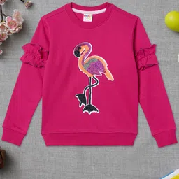 ZION Girls Fuchsia Embellished Cotton Sweatshirt-image-28