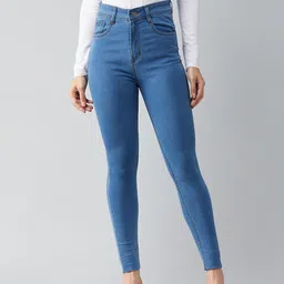 Miss Chase Women Blue Skinny Fit High-Rise Clean Look Jeans-image-11