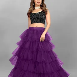 APNISHA Embellished Sequinned Semi-Stitched Lehenga & Unstitched-picture-48
