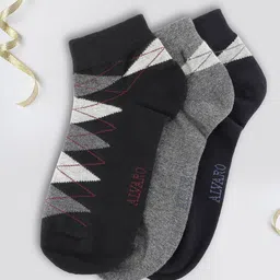 Alvaro Castagnino Men Pack Of 3 Patterned Cotton Lycra Ankle-Length Socks-image-38