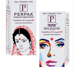 PERPAA Set of 2 Premium Kumkum Round Stick On Bindi Book - Black & Light Maroon-10