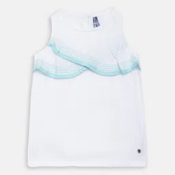Blue Giraffe Girls White Striped A-Line Pure Cotton Top-picture-11