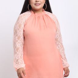 sindrellastorie Peach-Coloured Satin A-Line Top-image-23