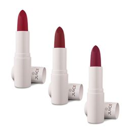 JUICE Set Of 3 Kiss Sensation Matte SPF15 Lipstick 4g Each - Red Rebel-Marooned-Epic Pink-67