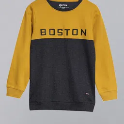 3PIN Boys Yellow & Black Colourblocked Cotton Sweatshirt-image-34