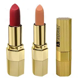krayons Desire Matte Set Of 2 Lipstick 3.5 g Each Scarlet Red 303 - Nude Caramel 306-17